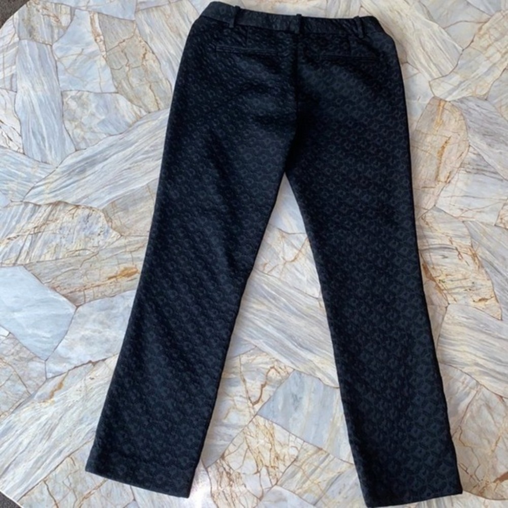 Theory Black Jacquard Geometric Textured Straight Leg Trousers Pants Size 2 - Picture 4 of 10